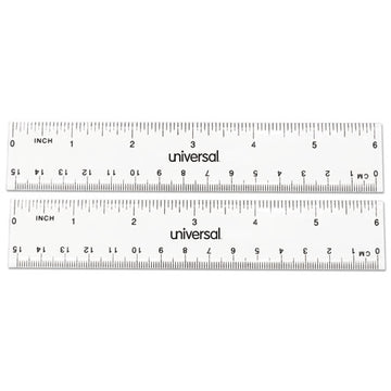 Universal® Clear Plastic Ruler, Standard-metric, 6" Long, Clear, 2-pack freeshipping - TVN Wholesale